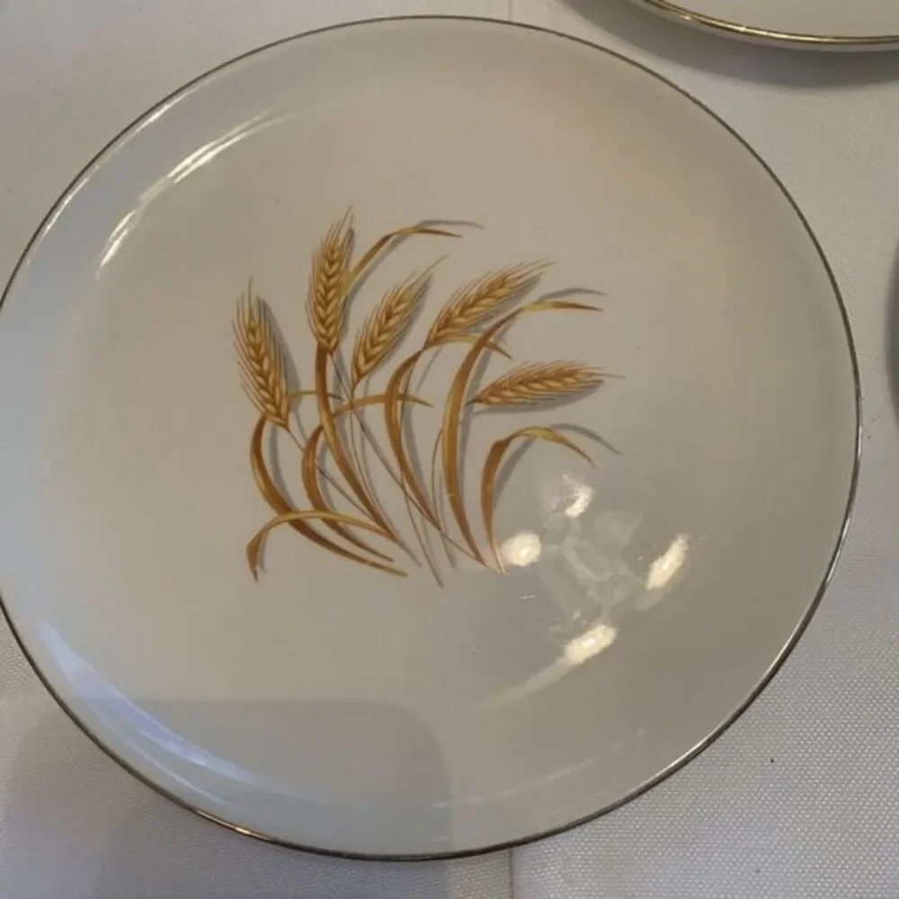 Set of 3 Homer Laughlin 22K‎ Golden Wheat Pattern 7 Inch Salad Plates